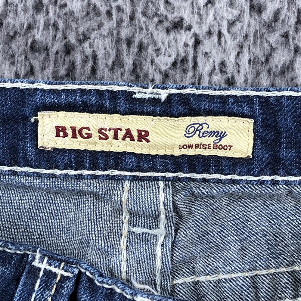 Big Star Remy Jeans Womens 27L Tall Blue Med Wash Low Rise Bootcut Stretch - Picture 11 of 16
